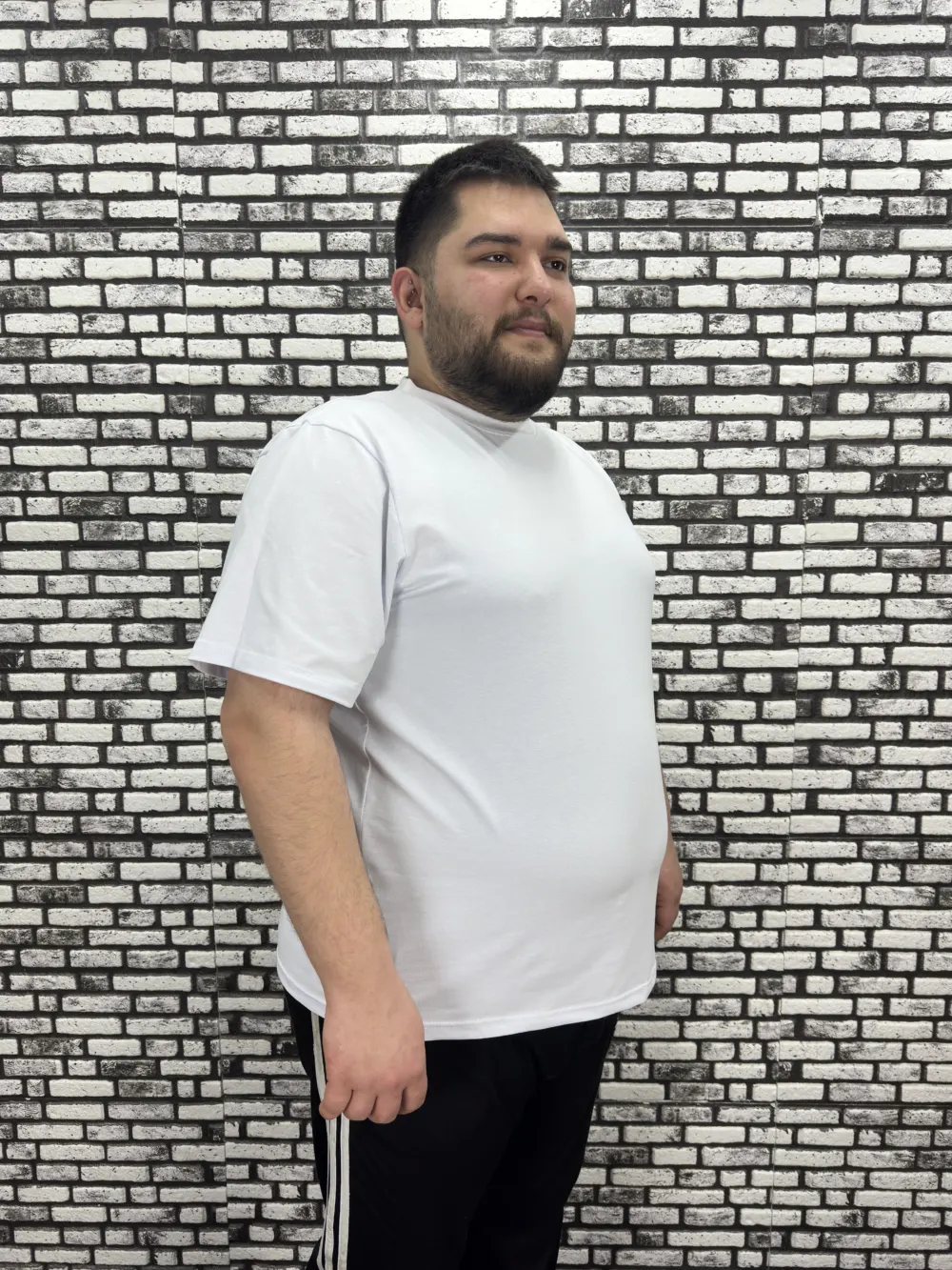 Erkek Büyük Beden Modacho Düz Siyah ve Beyaz Renk Tişört