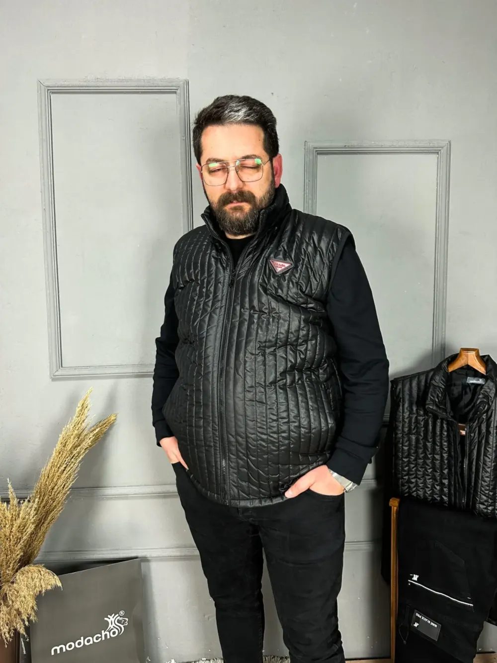 Büyük Beden Erkek Şişme Parlak Yelek