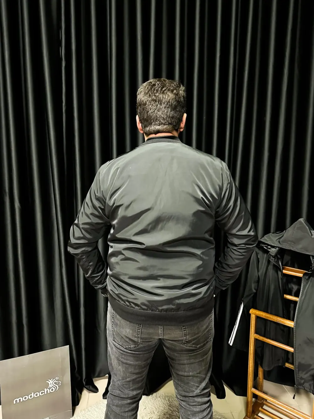 Büyük Beden Erkek Astarlı Koyu Amblem Mevsimlik Yağmurluk Mont