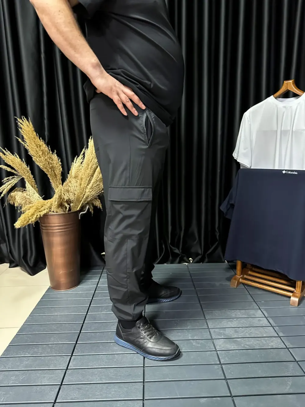 Erkek Büyük Beden Spor Lıkra Yan Kargo Cepli Baskı Eşofman Düz veya Lastikli Paça