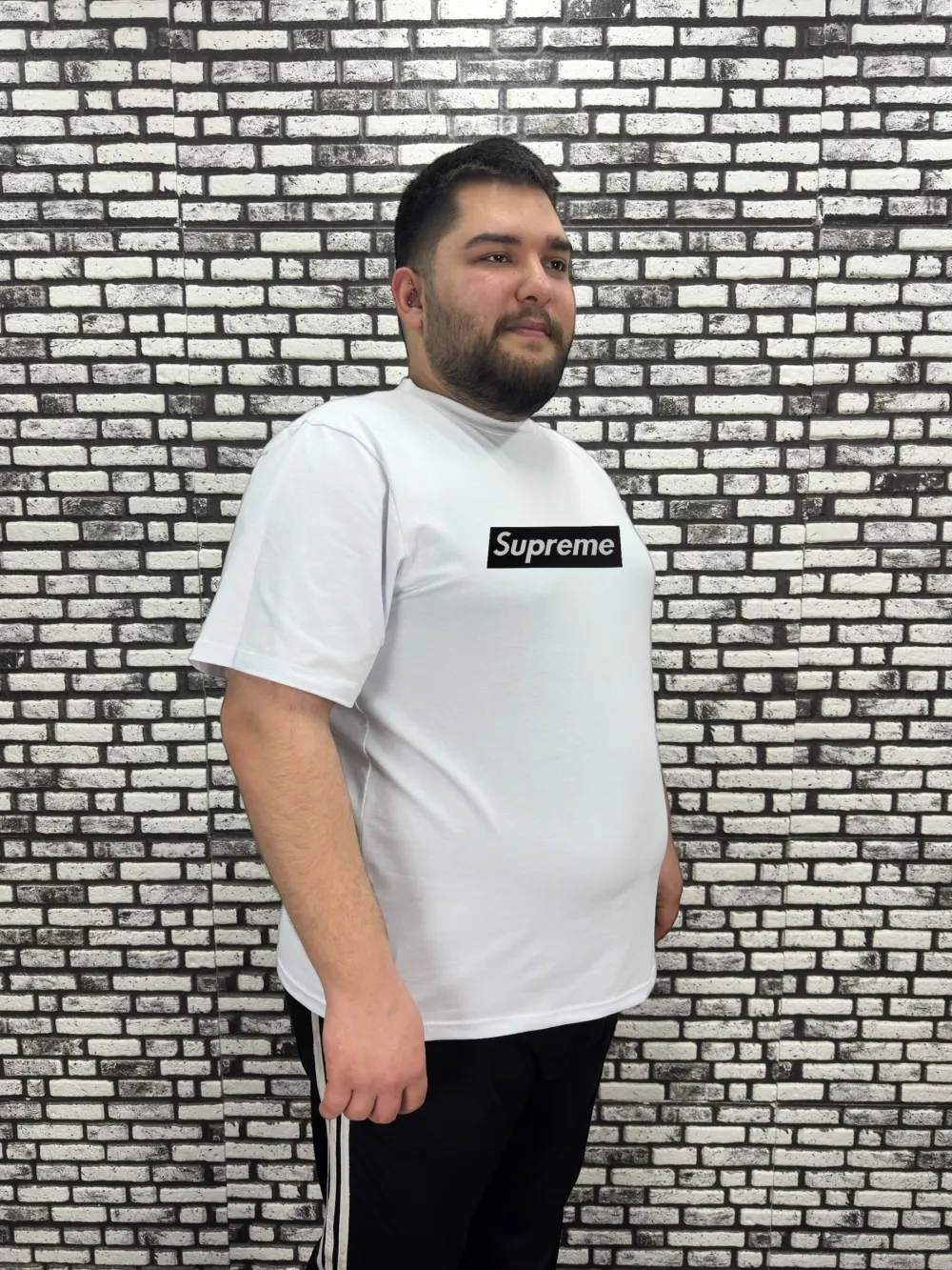Erkek Büyük Beden Yeni Sezon Baskılı Tişört Siyah Beyaz Renk