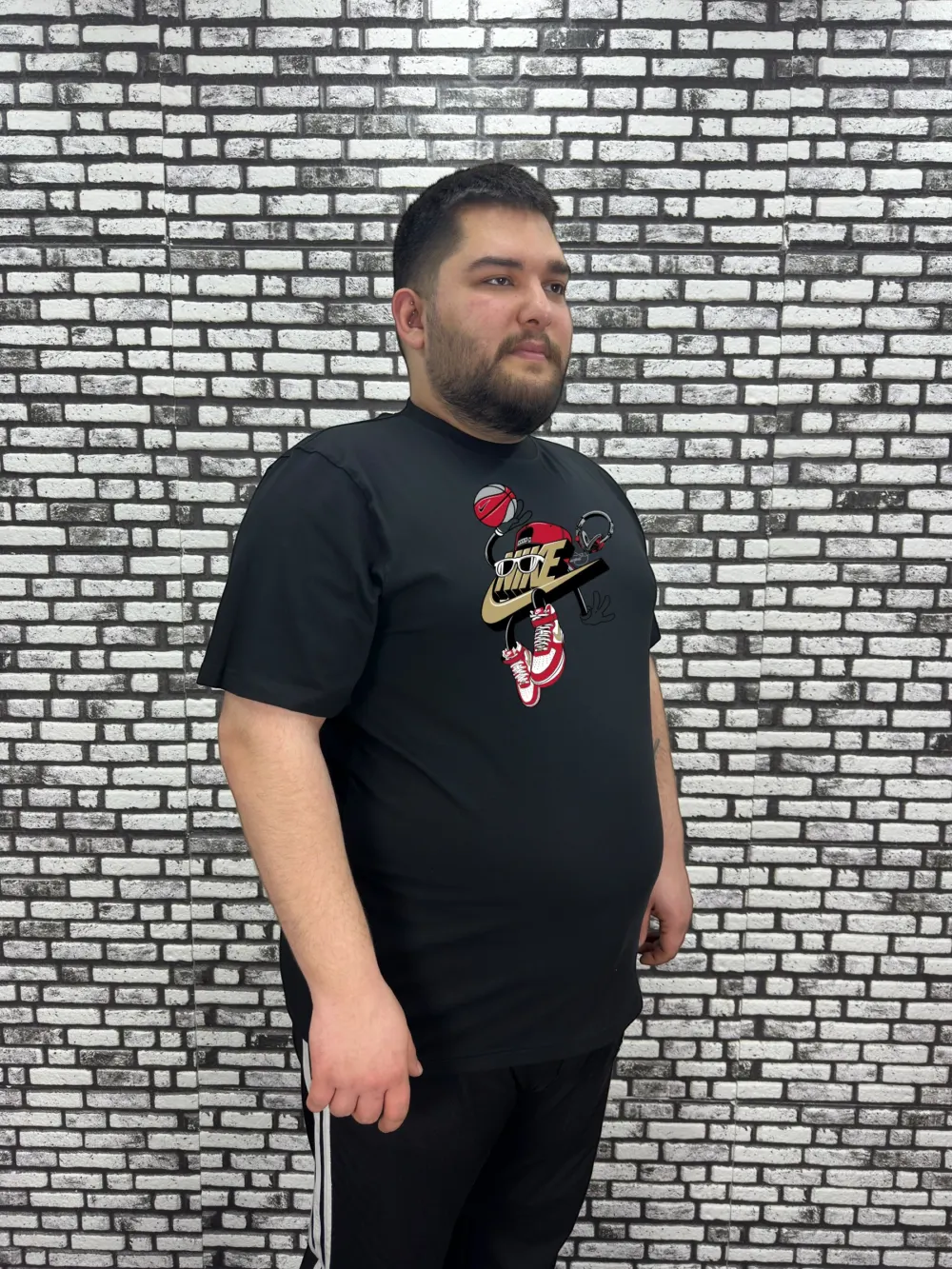 Erkek Büyük Beden Yeni Model Tişört Beyaz ve Siyah