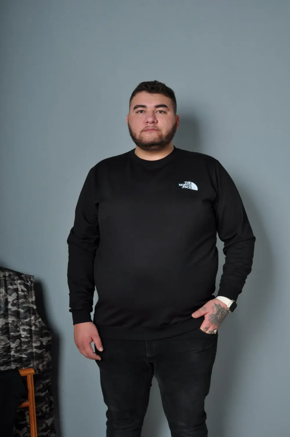Büyük Beden Erkek Sweat Dijital Baskı Siyah Beyaz Kırmızı Renk