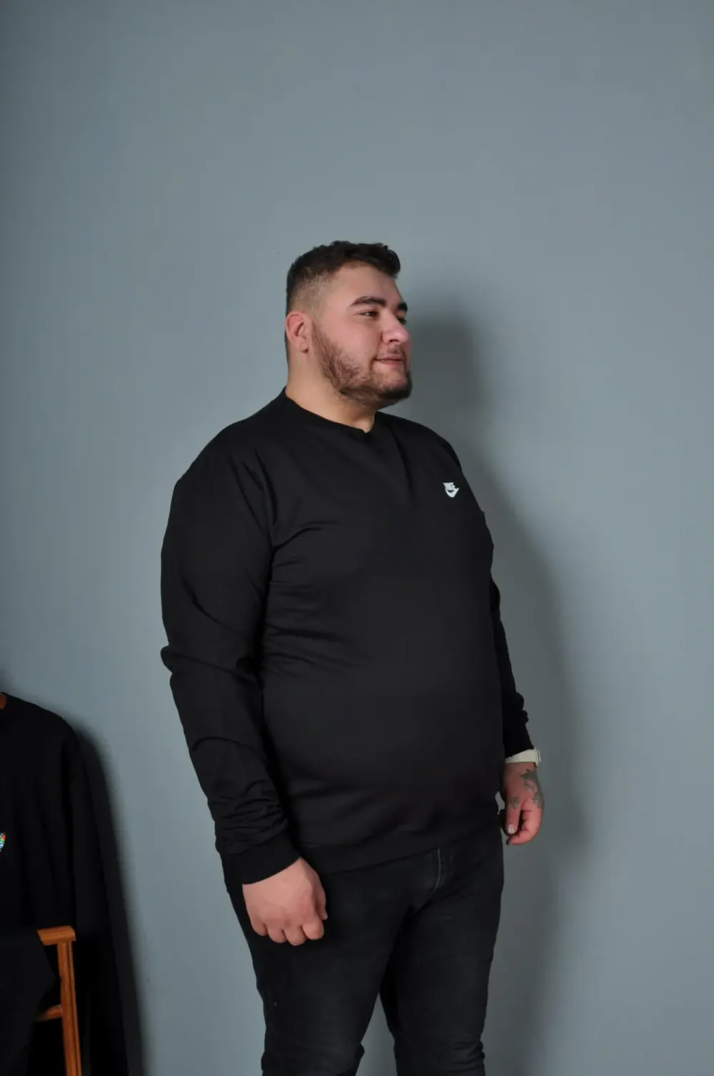 Büyük Beden Erkek Sweat Dijital Baskı Siyah Beyaz Kırmızı Renk
