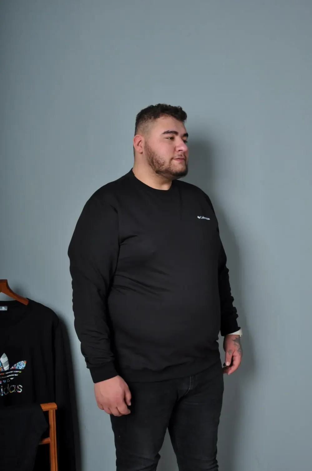 Büyük Beden Erkek Sweat Dijital Baskı Siyah Beyaz Kırmızı Renk