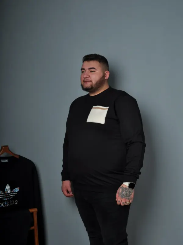 Büyük Beden Erkek Sweat Dikiş Model Siyah Beyaz Kırmızı Renk