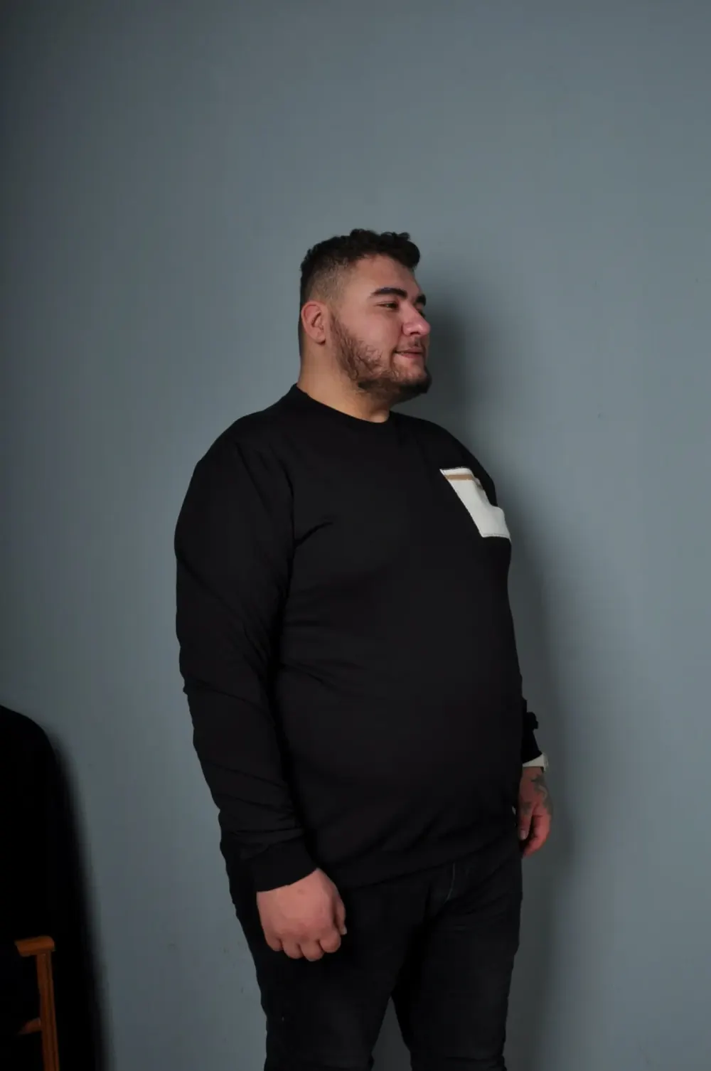 Büyük Beden Erkek Sweat Dikiş Model Siyah Beyaz Kırmızı Renk