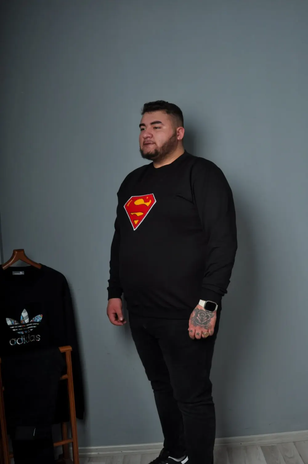 Büyük Beden Erkek Sweat Dikiş Model Siyah Beyaz Kırmızı Renk