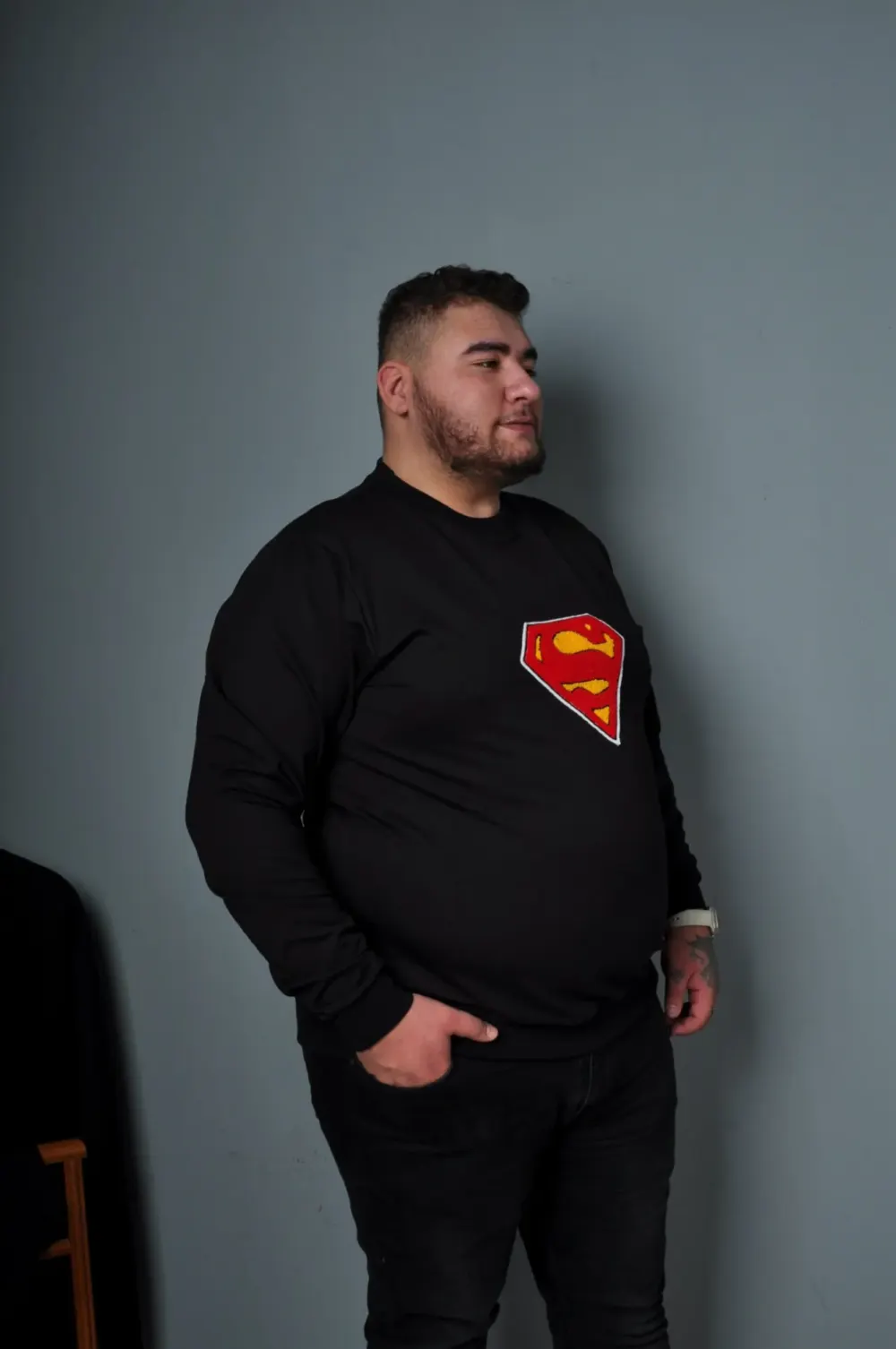 Büyük Beden Erkek Sweat Dikiş Model Siyah Beyaz Kırmızı Renk