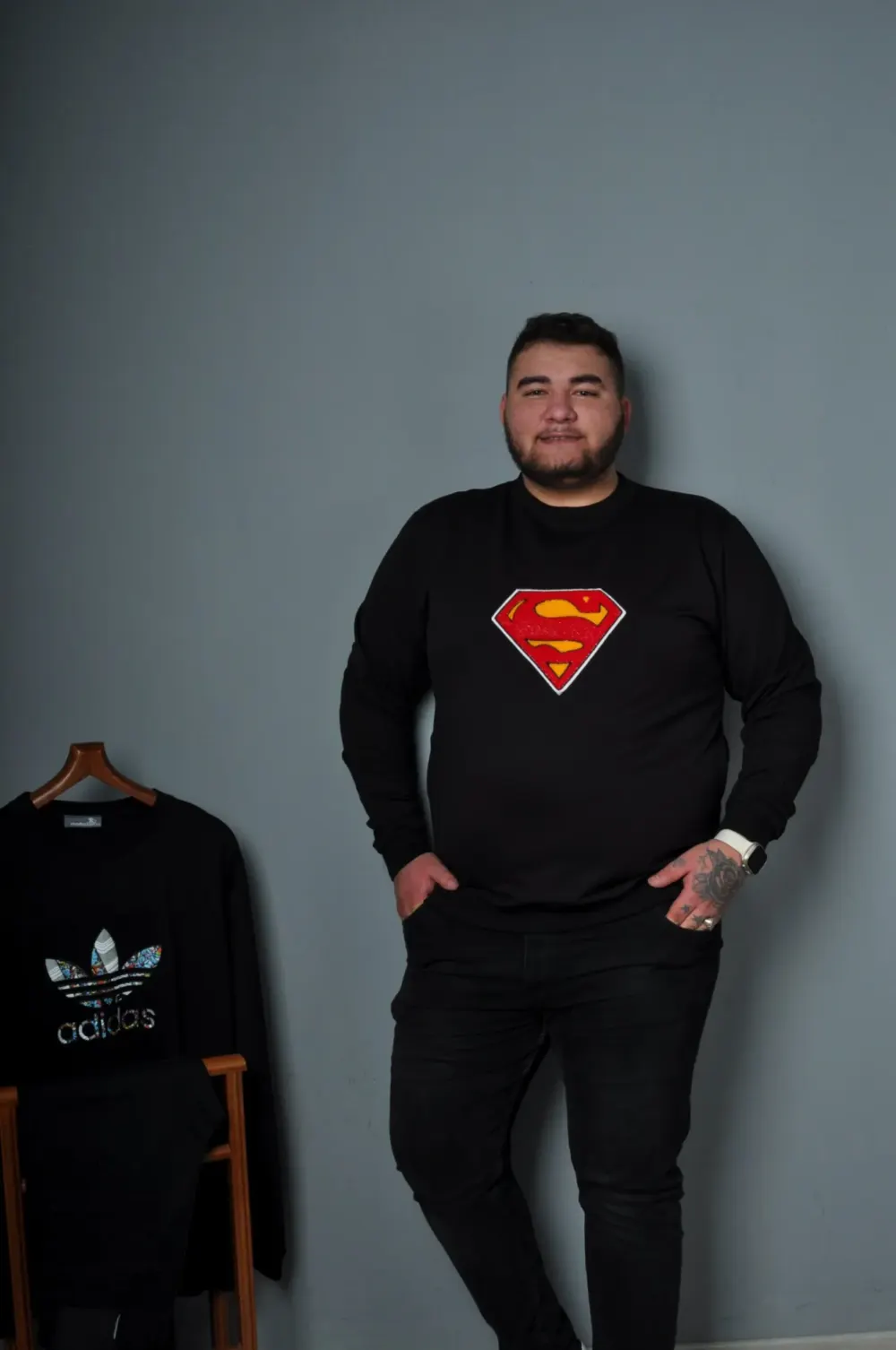 Büyük Beden Erkek Sweat Dikiş Model Siyah Beyaz Kırmızı Renk