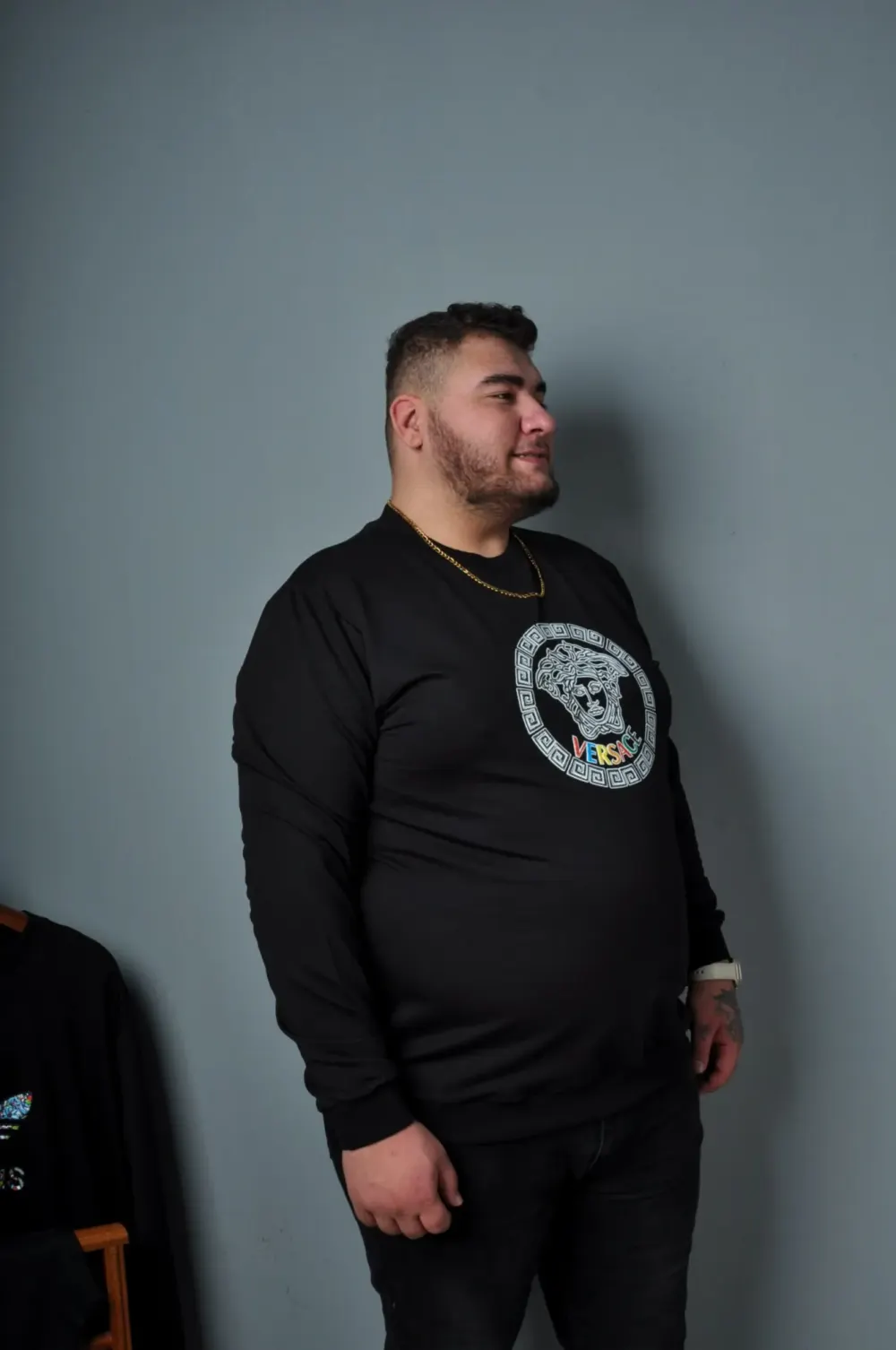 Büyük Beden Erkek Sweat Kabartma Baskı Siyah Lacivert Beyaz Kırmızı Renk