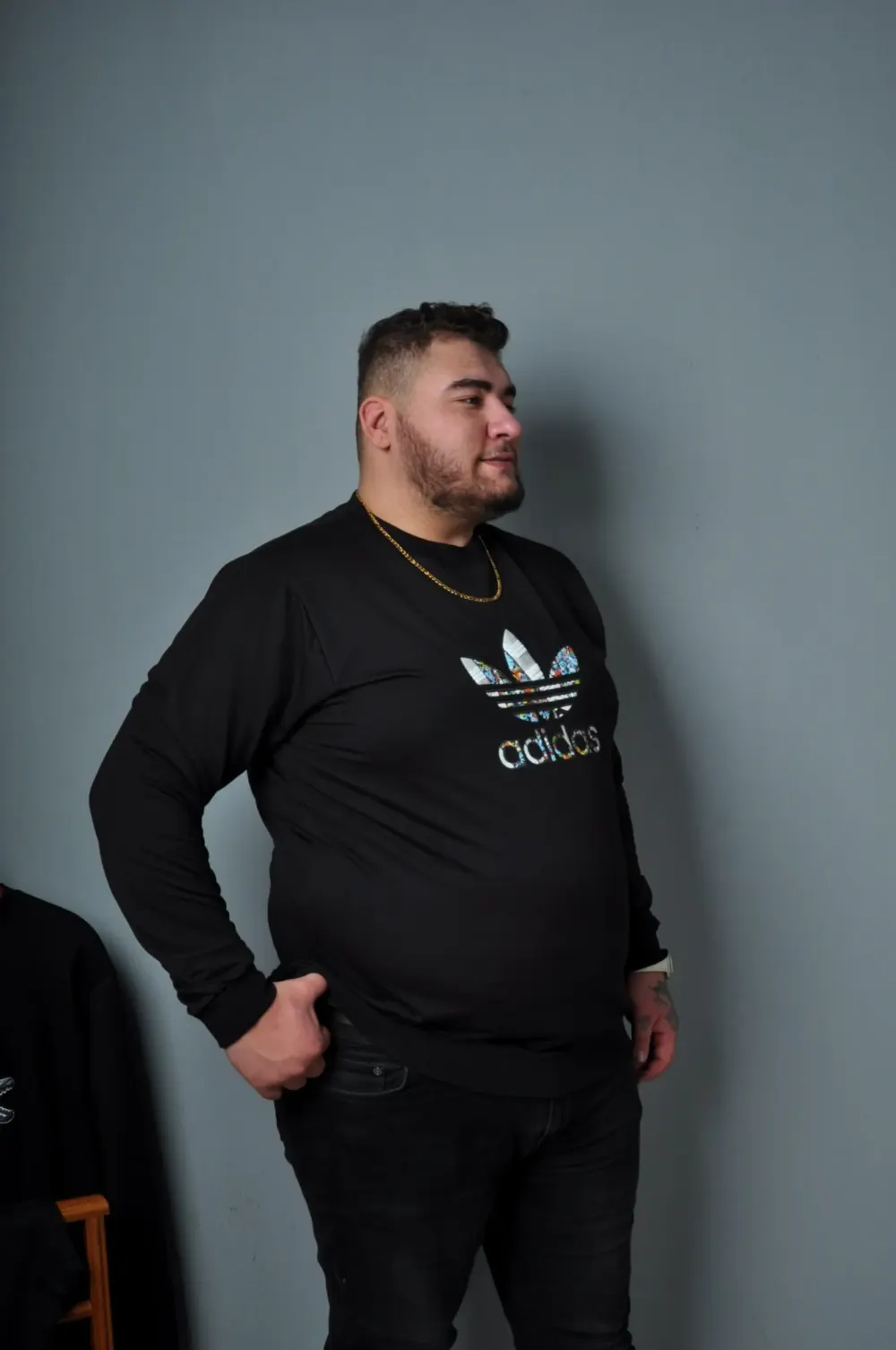 Büyük Beden Erkek Sweat Kabartma Baskı Siyah Lacivert Beyaz Kırmızı Renk