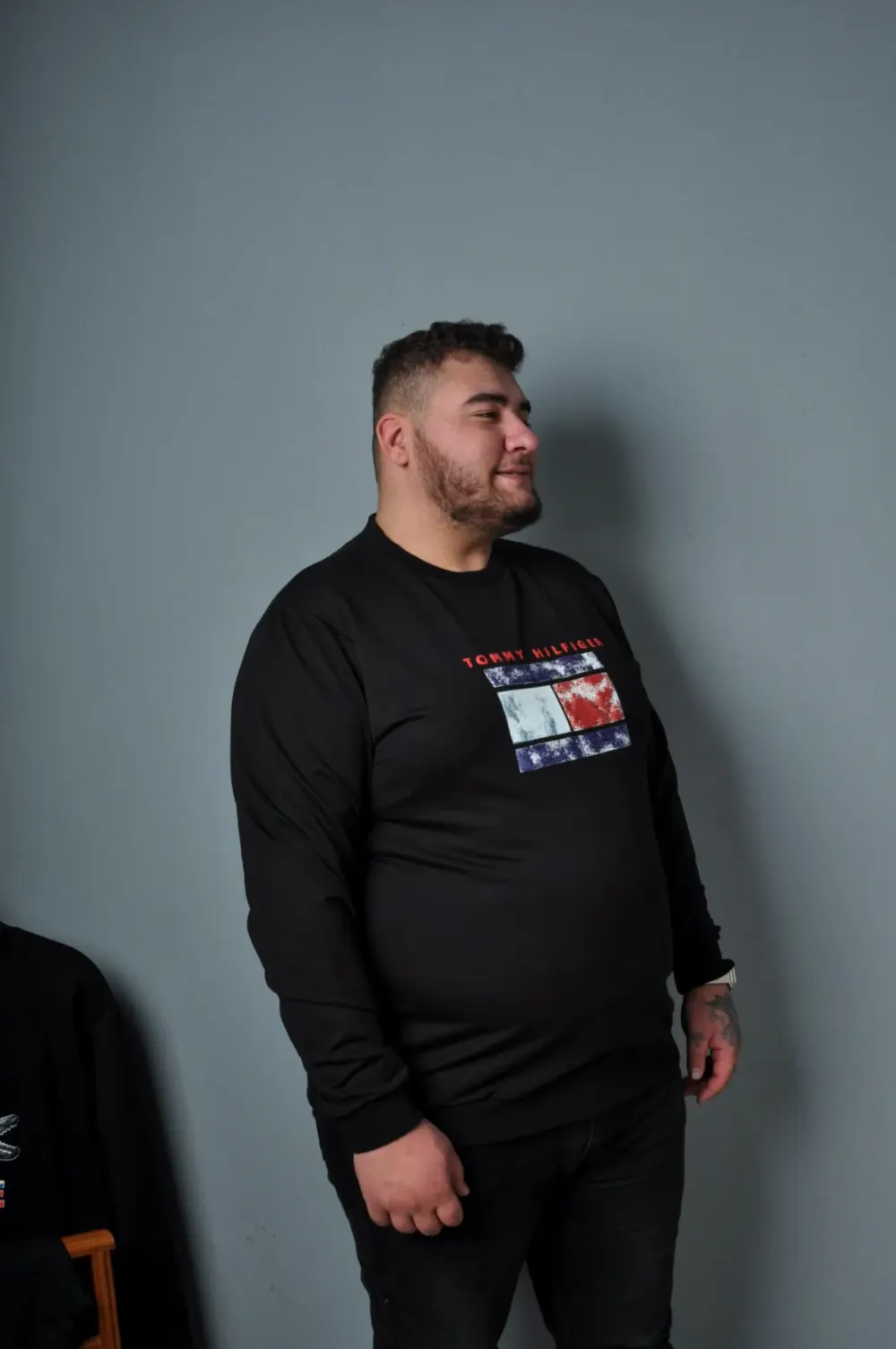 Büyük Beden Erkek Sweat Kabartma Baskı Siyah Lacivert Beyaz Kırmızı Renk