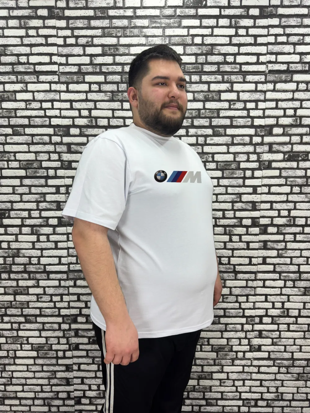 Erkek Büyük Beden Yeni Sezon Dijital Baskı Tişört Siyah ve Beyaz Renk