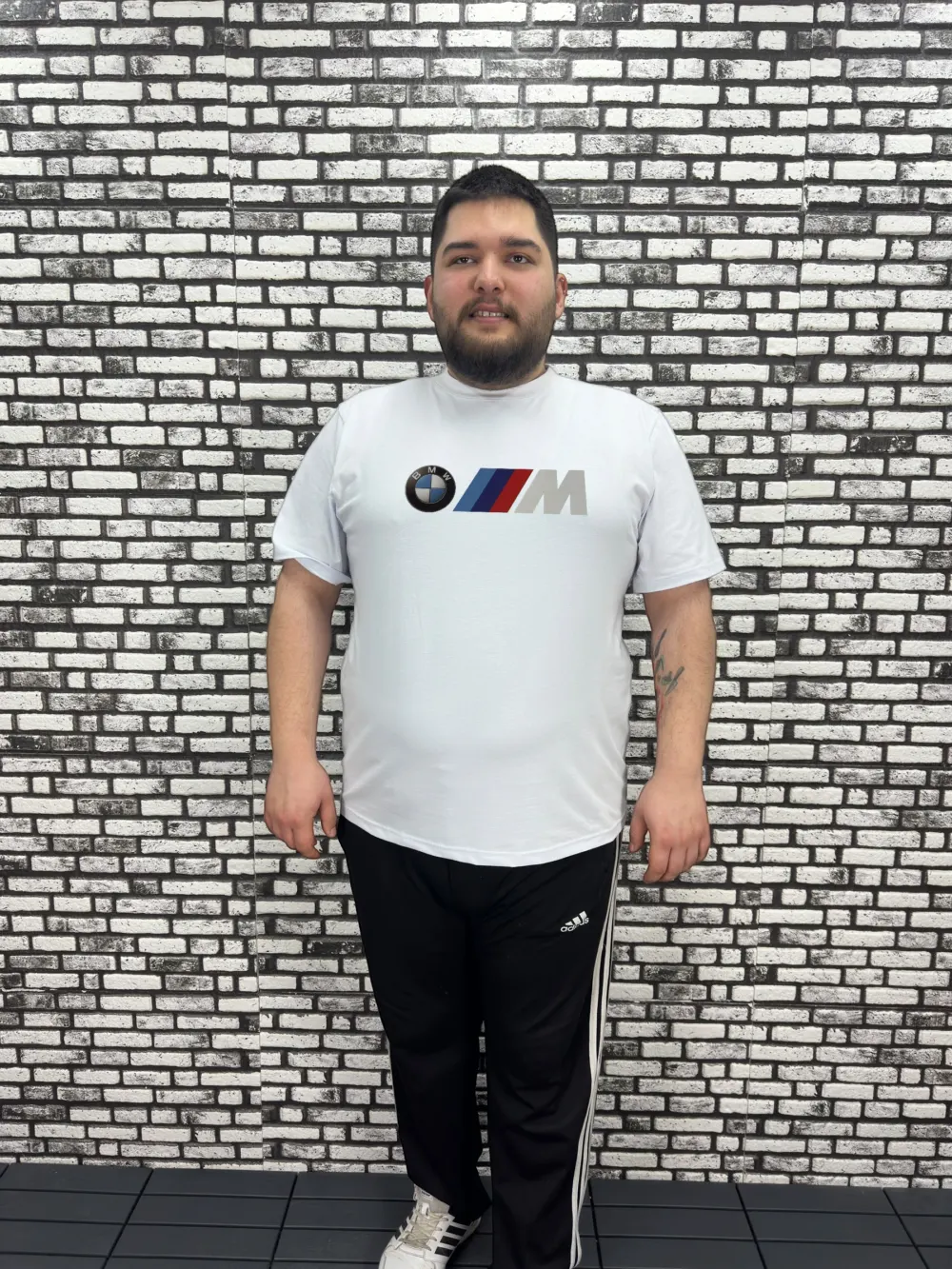 Erkek Büyük Beden Yeni Sezon Dijital Baskı Tişört Siyah ve Beyaz Renk