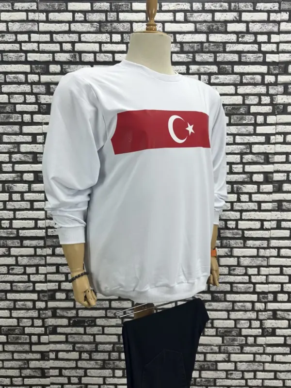 Büyük Beden Erkek Sweat Dijital Baskı Siyah Lacivert Beyaz Kırmızı Renk