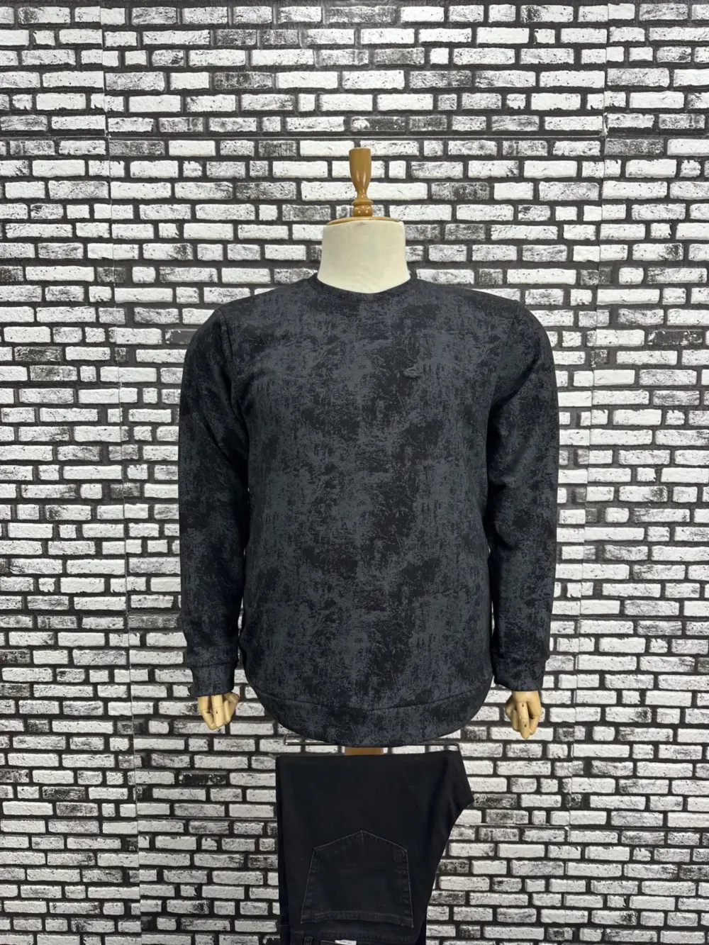 Büyük Beden Koyu Amblem Erkek Özel Desenli Model Yeni Sezon 3 İplik Şardonsuz Sweat 2 Renk