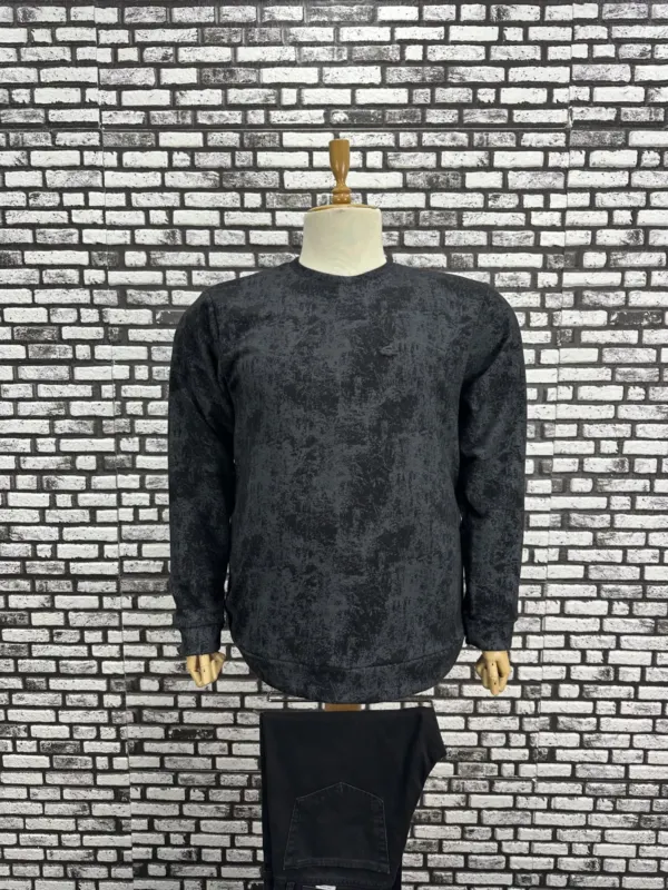 Büyük Beden Koyu Amblem Erkek Özel Desenli Model Yeni Sezon 3 İplik Şardonsuz Sweat 2 Renk