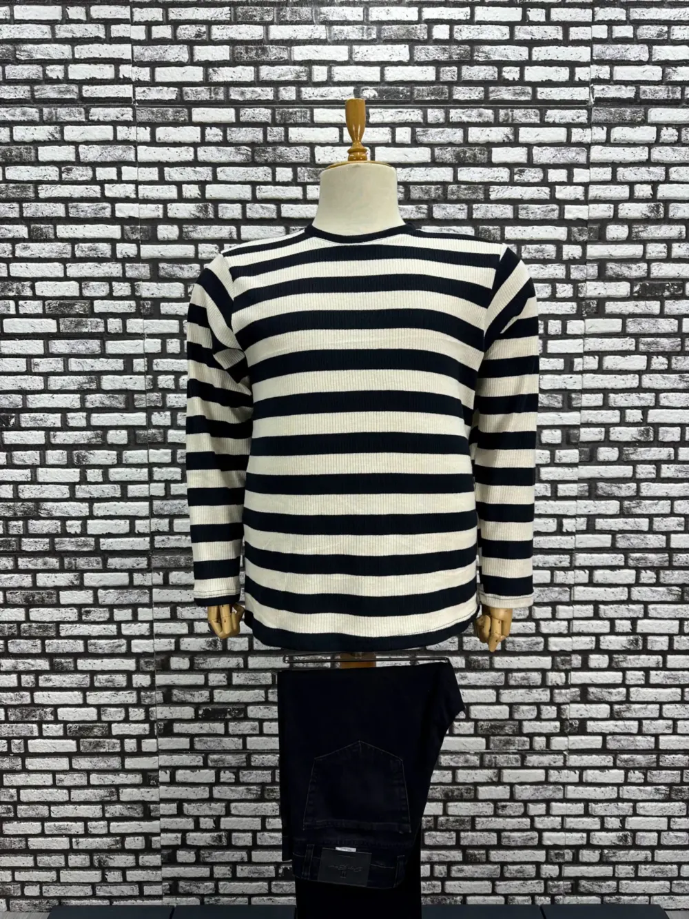 Büyük Beden Erkek Yeni Model Örme Çizgili Model Sweat Modacho