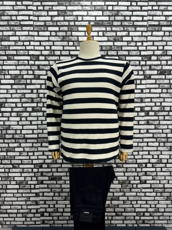 Büyük Beden Erkek Yeni Model Örme Çizgili Model Sweat Modacho