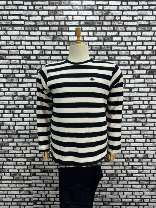 Büyük Beden Erkek Yeni Model Örme Çizgili Model Sweat