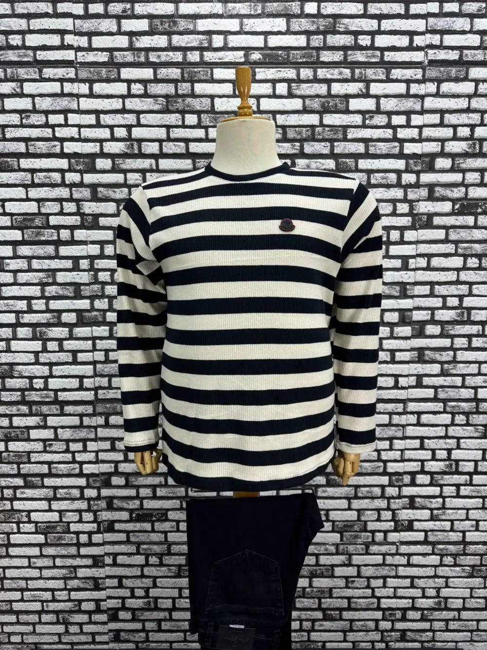 Büyük Beden Erkek Yeni Model Örme Çizgili Model Sweat