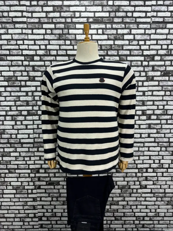 Büyük Beden Erkek Yeni Model Örme Çizgili Model Sweat