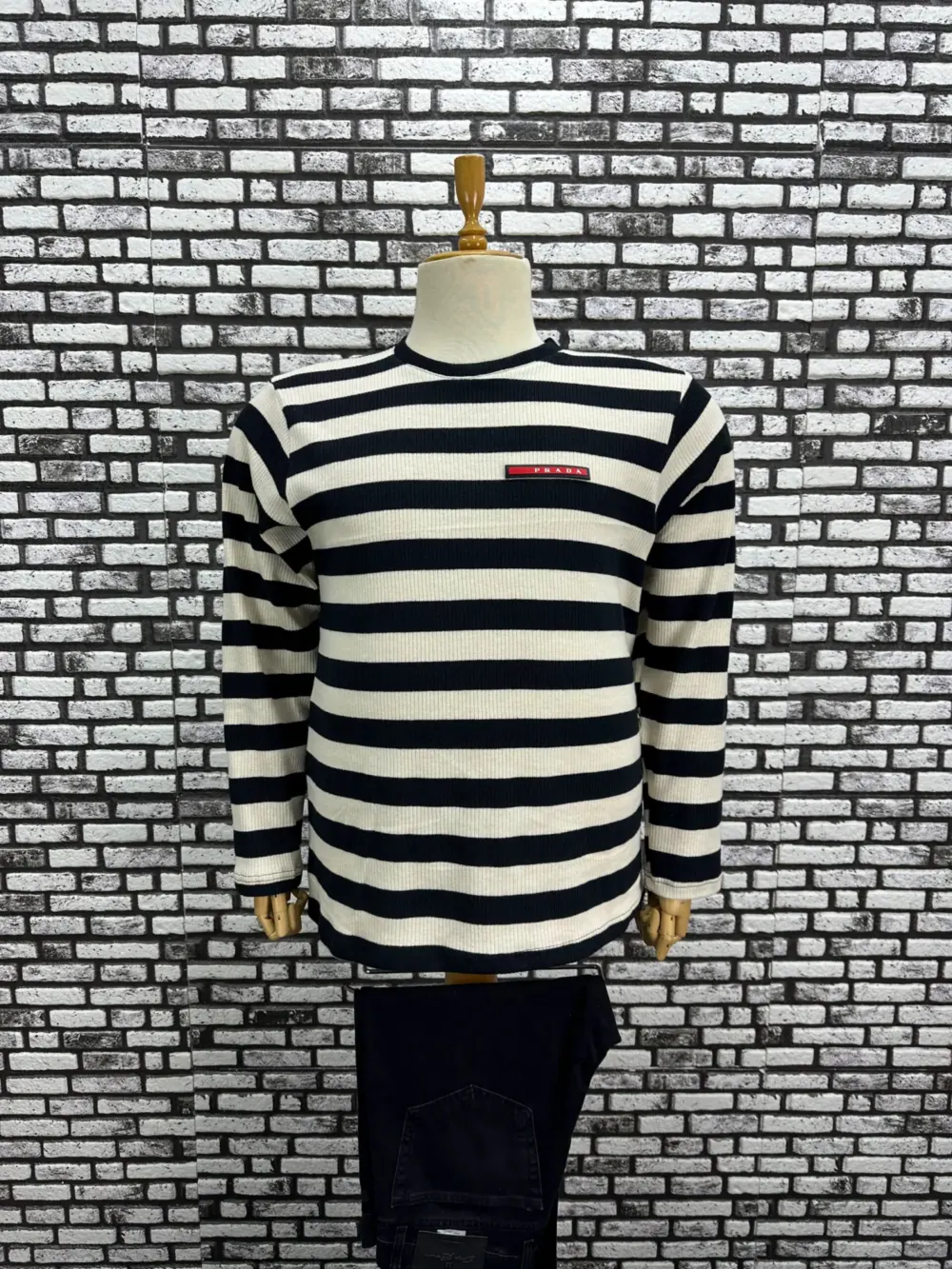 Büyük Beden Erkek Yeni Model Örme Çizgili Model Sweat