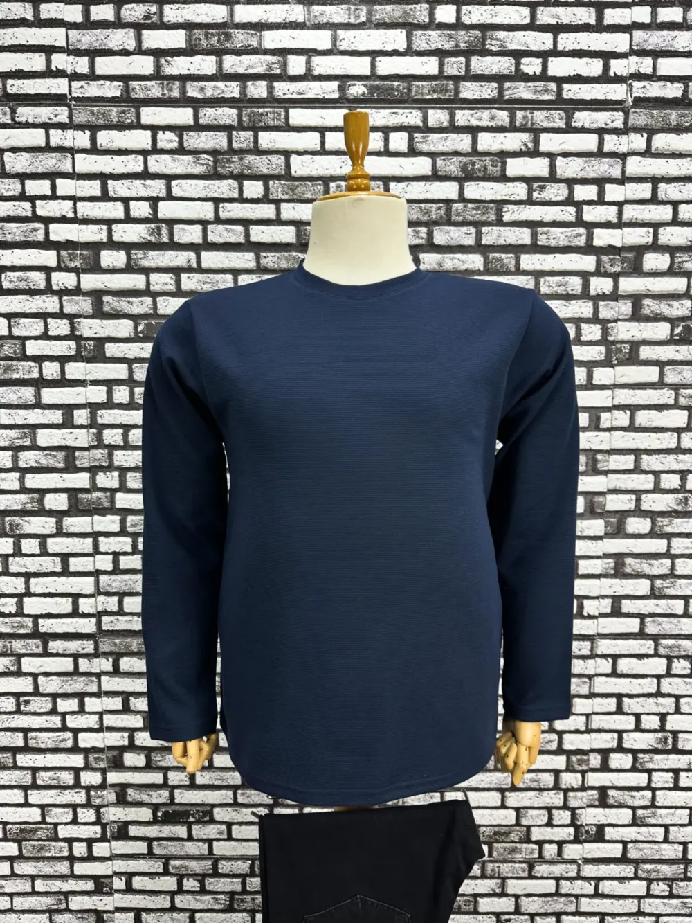 Büyük Beden Erkek Yeni Model Double Face Kumaş Çizgili Model Sweat Modacho Lacivert Siyah Renk