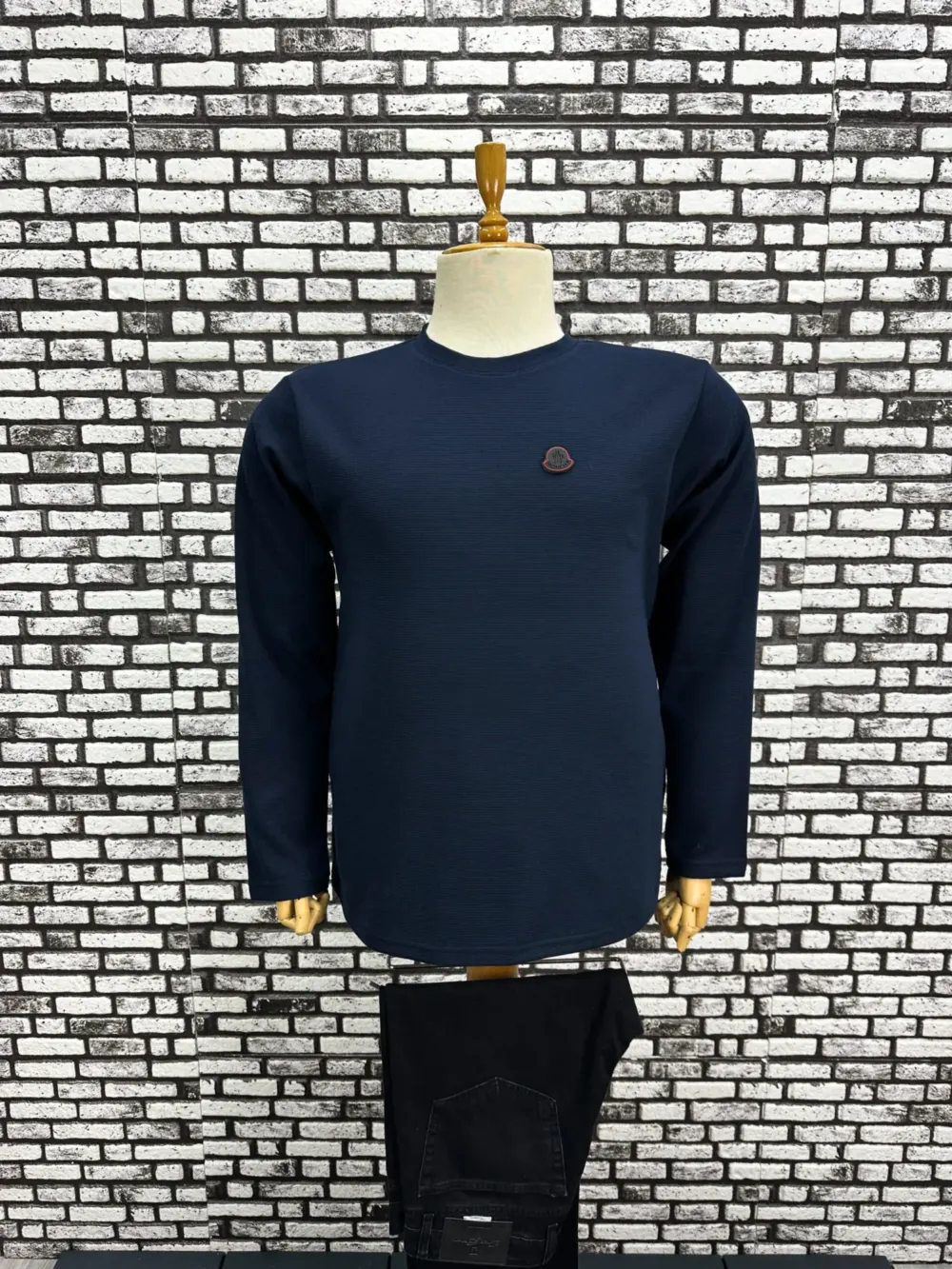 Büyük Beden Erkek Yeni Model Double Face Kumaş Çizgili Model Sweat Lacivert Siyah Renk