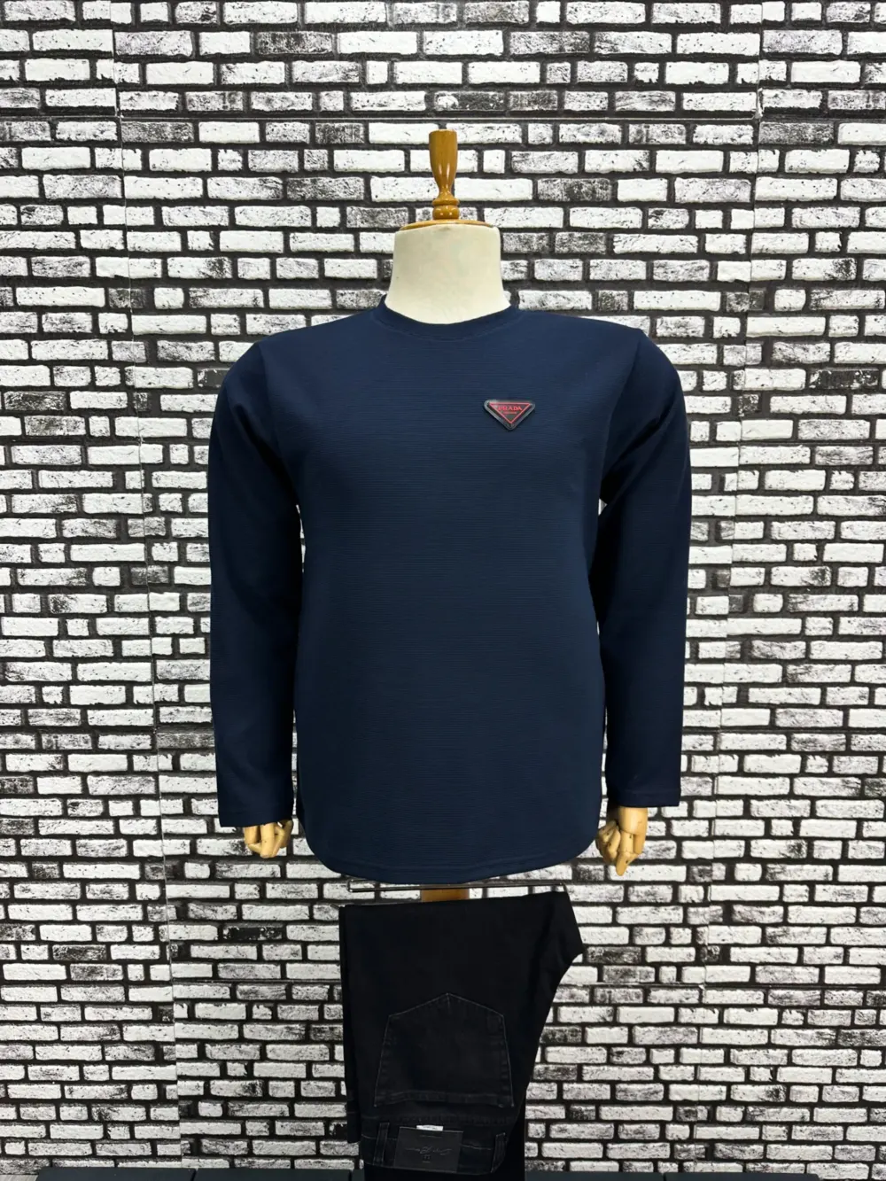 Büyük Beden Erkek Yeni Model Double Face Kumaş Çizgili Model Sweat Lacivert Siyah Renk