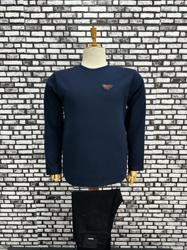 Büyük Beden Erkek Yeni Model Double Face Kumaş Çizgili Model Sweat Lacivert Siyah Renk