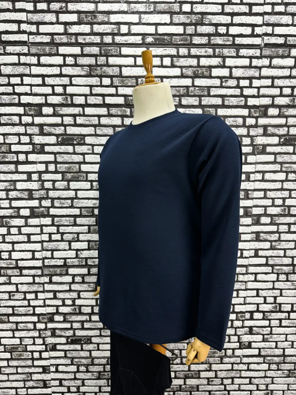 Büyük Beden Erkek Yeni Model Double Face Kumaş Çizgili Model Sweat Modacho Lacivert Siyah Renk