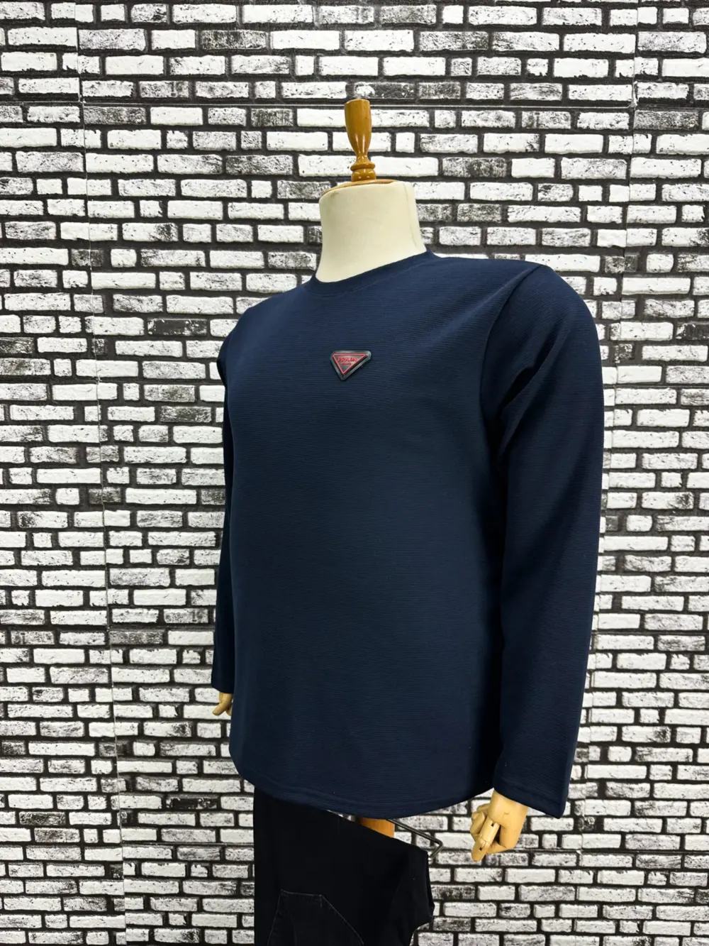 Büyük Beden Erkek Yeni Model Double Face Kumaş Çizgili Model Sweat Lacivert Siyah Renk
