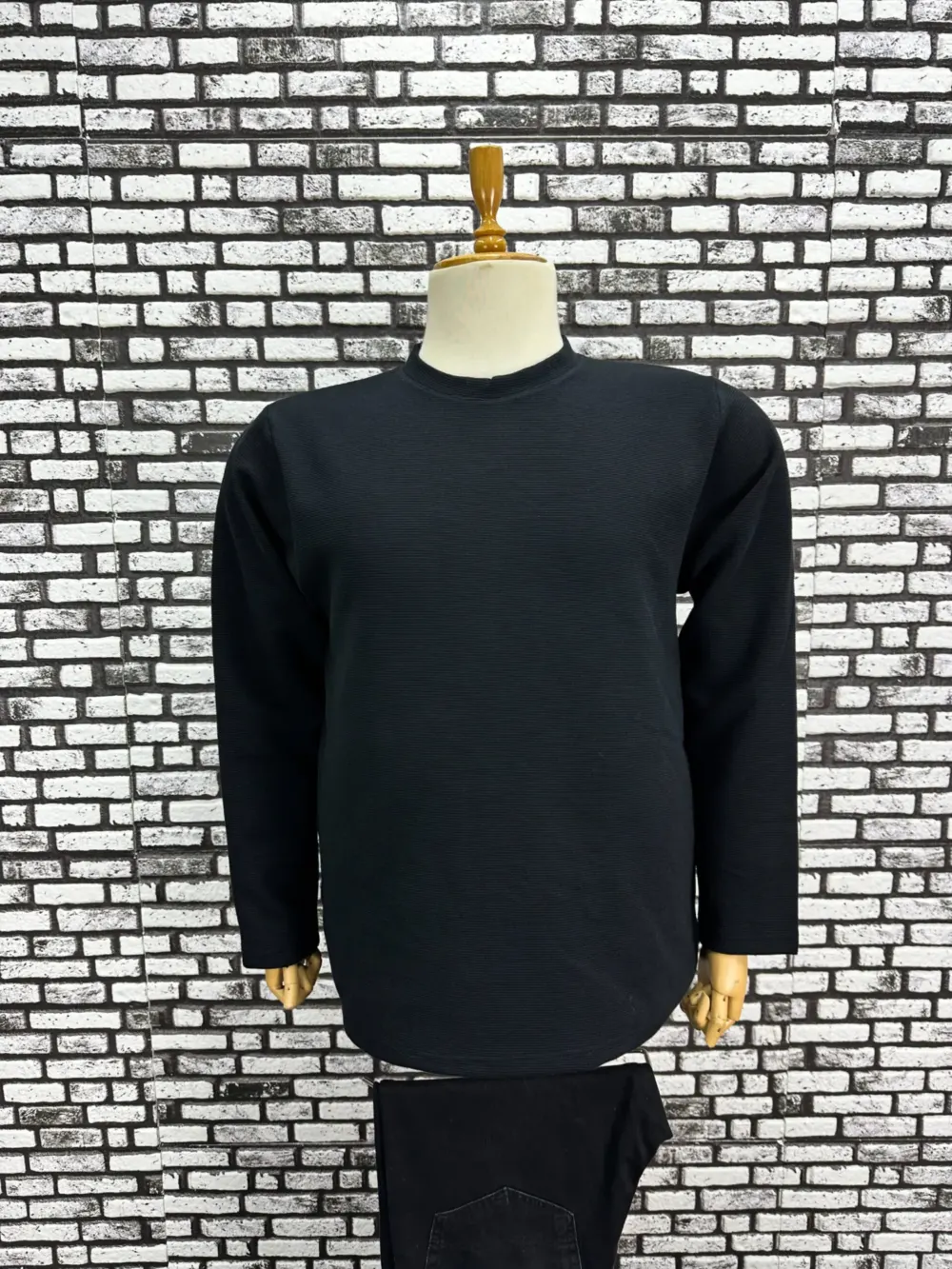 Büyük Beden Erkek Yeni Model Double Face Kumaş Çizgili Model Sweat Modacho Lacivert Siyah Renk