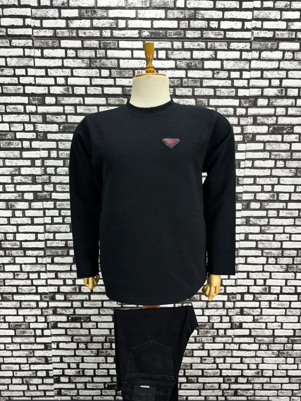 Büyük Beden Erkek Yeni Model Double Face Kumaş Çizgili Model Sweat Lacivert Siyah Renk