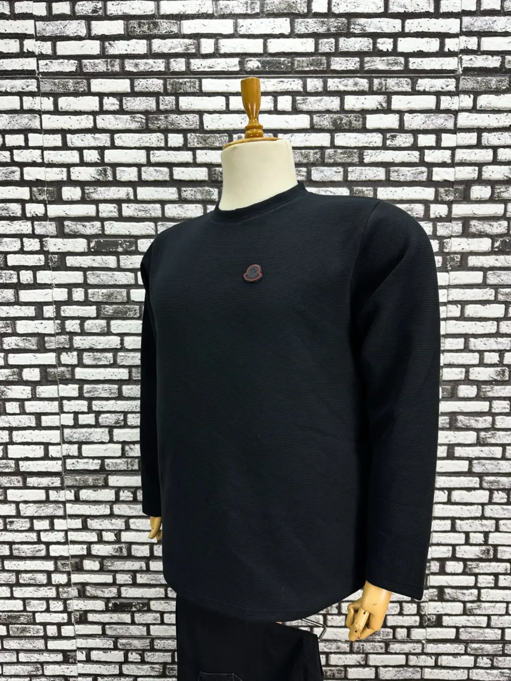 Büyük Beden Erkek Yeni Model Double Face Kumaş Çizgili Model Sweat Lacivert Siyah Renk