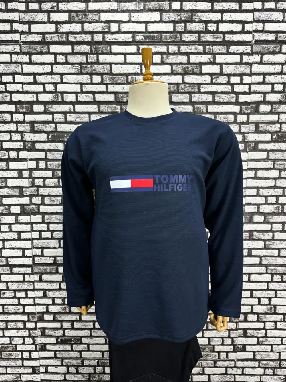 Büyük Beden Erkek Yeni Model Double Face Kumaş Çizgili Model Baskılı Sweat Lacivert Renk