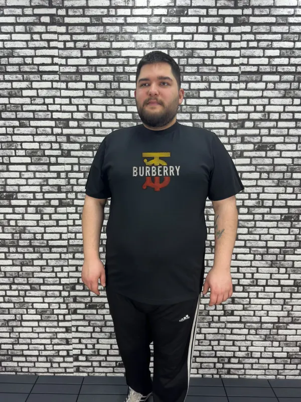 Büyük Beden Erkek Yeni Sezon Tişört Kabartma Baskılı Siyah ve Beyaz Renk