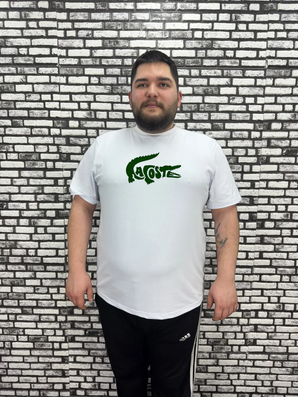 Büyük Beden Erkek Yeni Sezon Baskı Tişört Siyah ve Beyaz Renk