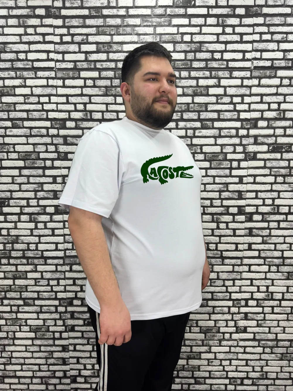 Büyük Beden Erkek Yeni Sezon Baskı Tişört Siyah ve Beyaz Renk