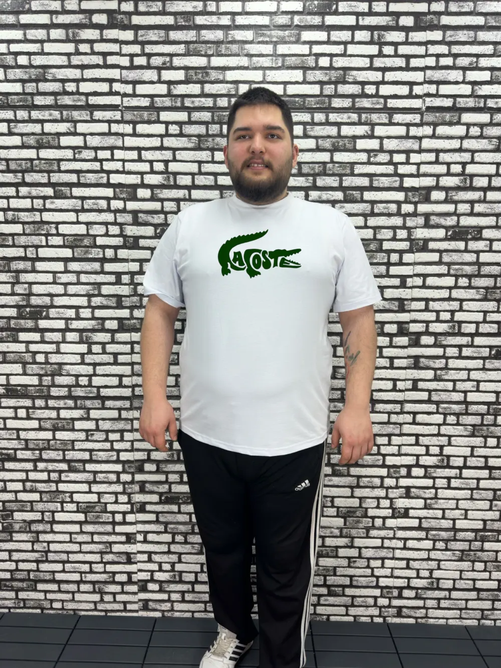 Büyük Beden Erkek Yeni Sezon Baskı Tişört Siyah ve Beyaz Renk