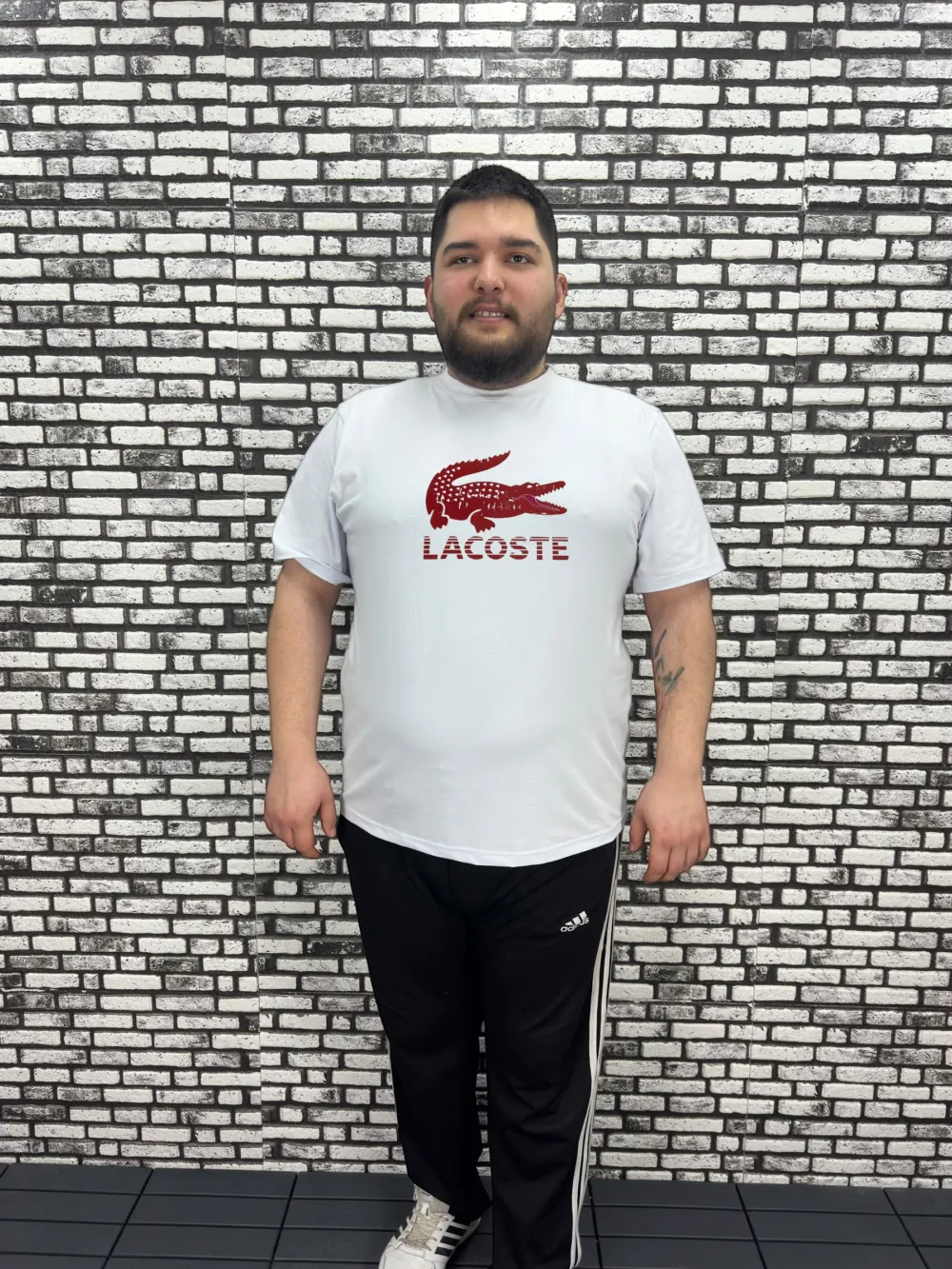 Büyük Beden Erkek Yeni Sezon Baskı Tişört Siyah ve Beyaz Renk