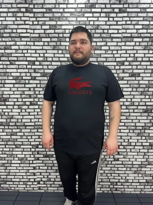 Büyük Beden Erkek Yeni Sezon Baskı Tişört Siyah ve Beyaz Renk