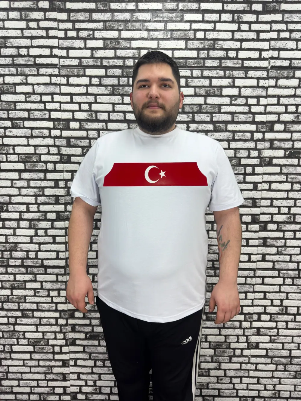 Büyük Beden Erkek Yeni Sezon Tişört Baskı Siyah ve Beyaz Renk