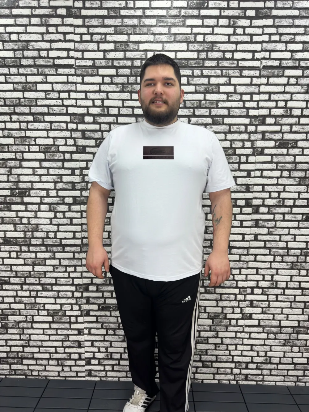 Büyük Beden Erkek Yeni Sezon Tişört Baskı Siyah ve Beyaz Renk