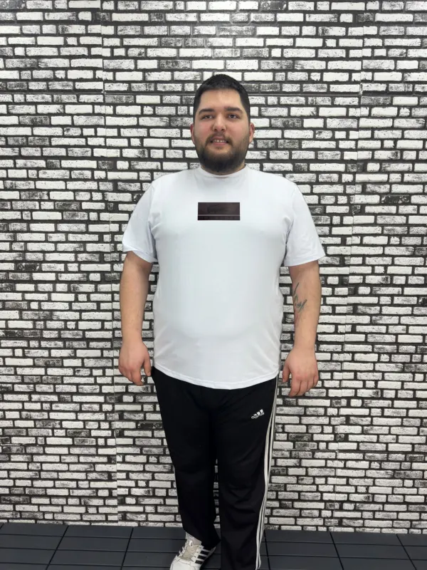 Büyük Beden Erkek Yeni Sezon Tişört Baskı Siyah ve Beyaz Renk