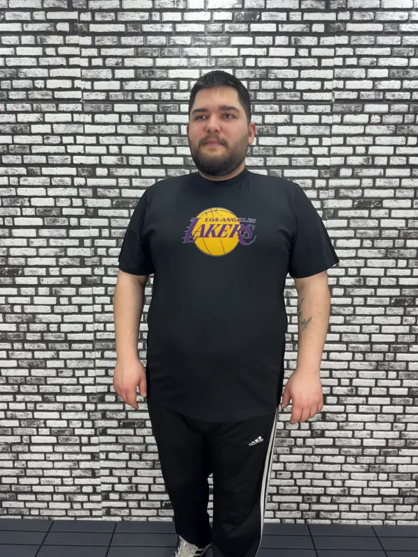 Büyük Beden Erkek Yeni Sezon Tişört Baskı Siyah ve Beyaz Renk