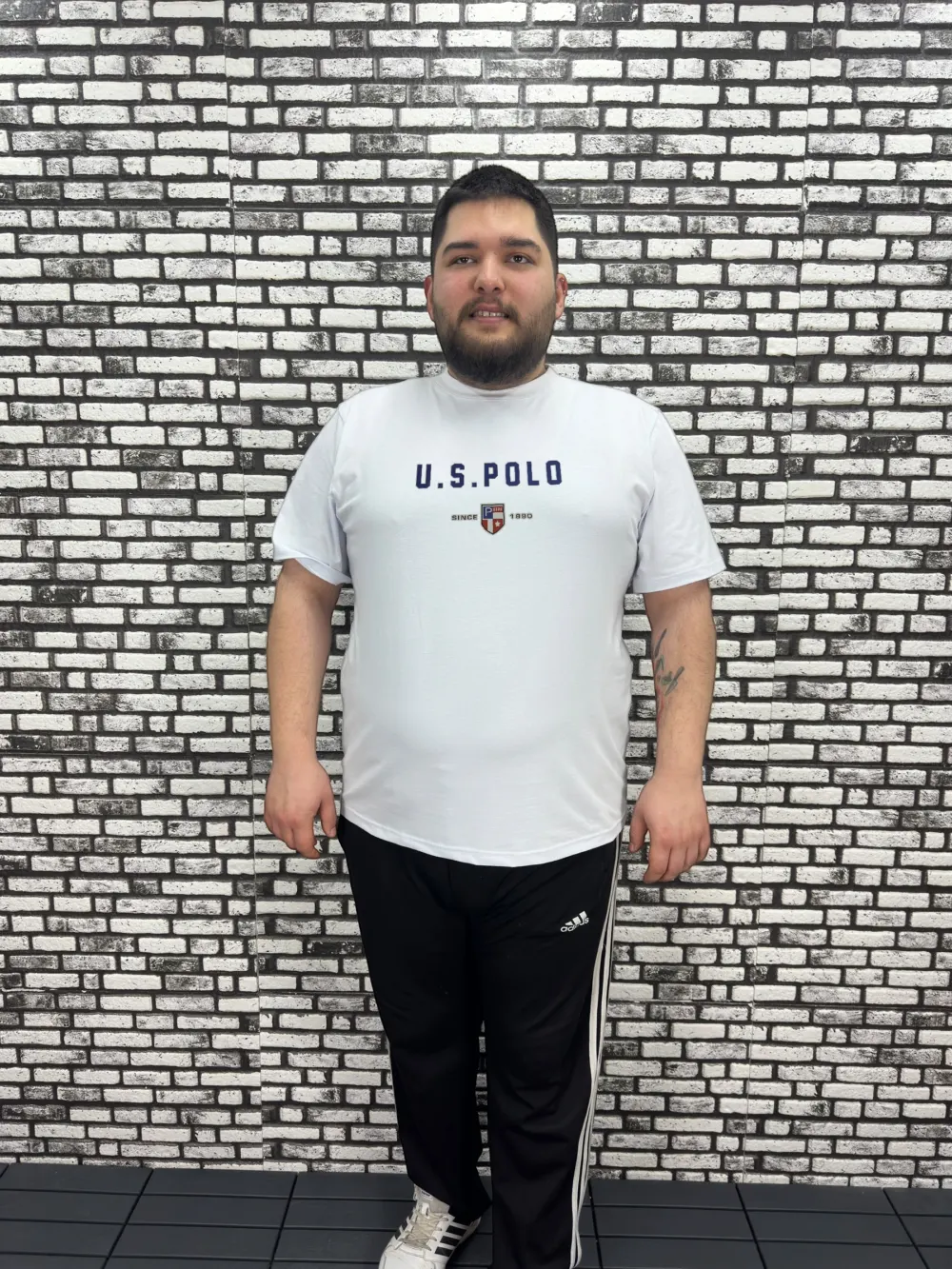 Büyük Beden Erkek Yeni Sezon Baskı Tişört Siyah ve Beyaz Renk