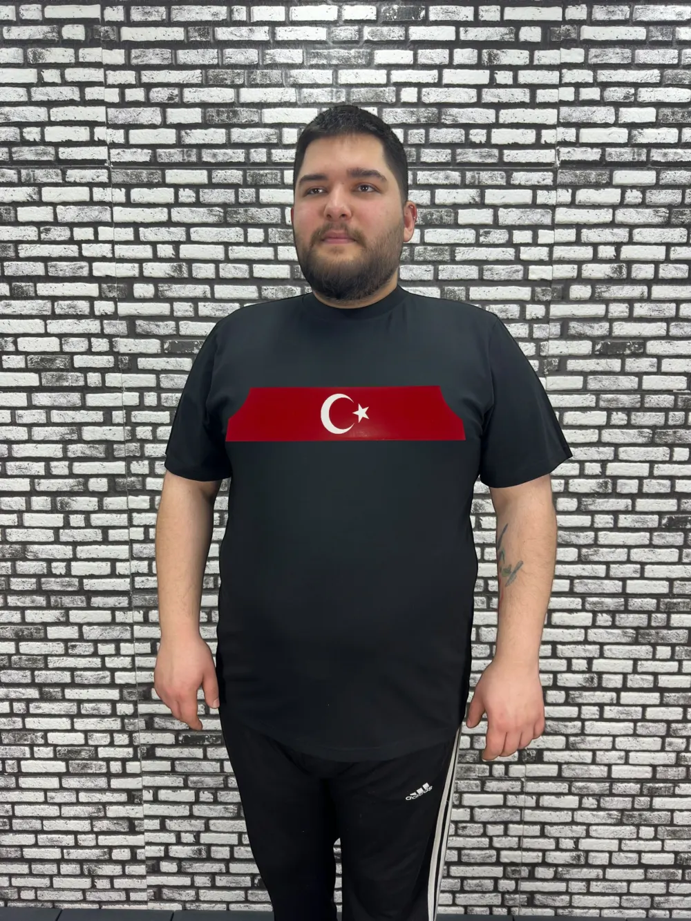 Büyük Beden Erkek Yeni Sezon Tişört Baskı Siyah ve Beyaz Renk